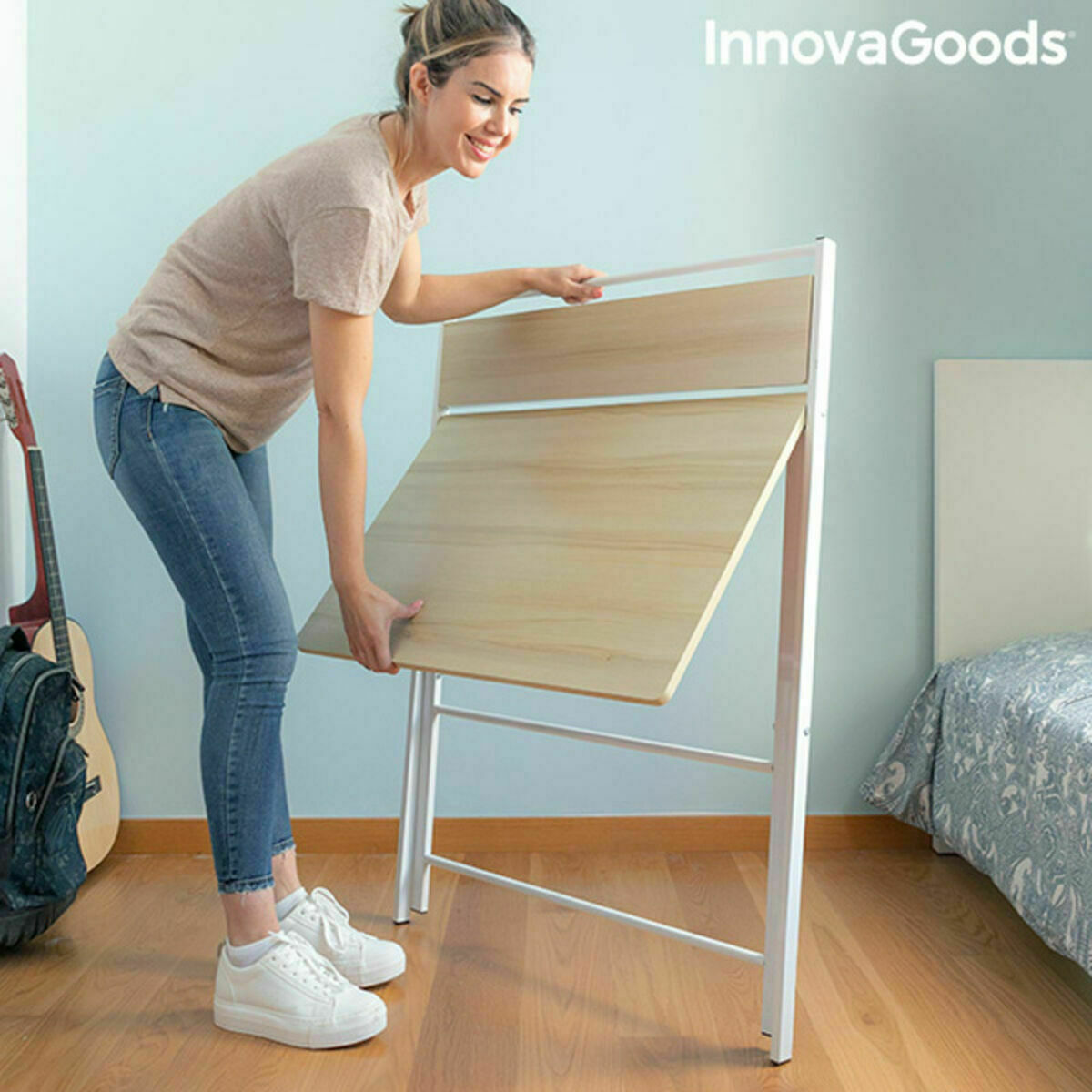 Πτυσσόμενο Γραφείο με Ράφι InnovaGoods Tablezy Πολύχρωμο Ξύλο (Ανακαινισμenα A)