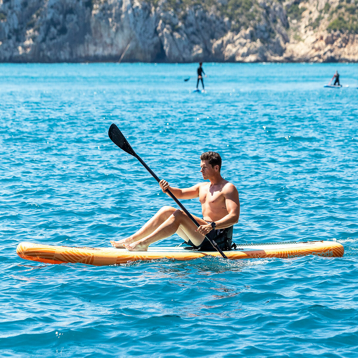 Φουσκωτή Κυματοσανίδα Paddle Surf 2 σε 1 με Κάθισμα και Αξεσουάρ Siros InnovaGoods Πορτοκαλί 10'5" 320 cm (Ανακαινισmenα A)