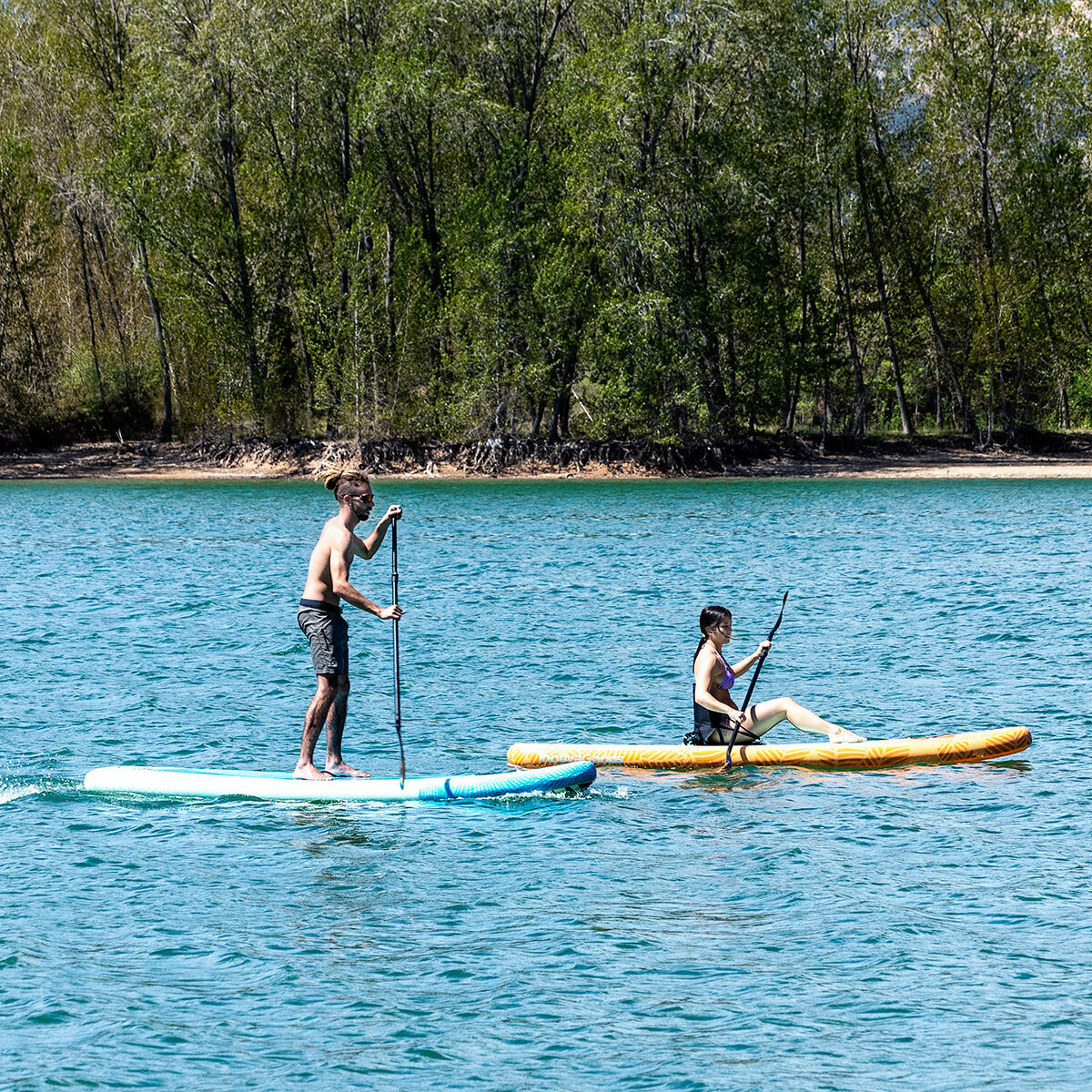 Φουσκωτή Κυματοσανίδα Paddle Surf 2 σε 1 με Κάθισμα και Αξεσουάρ Siros InnovaGoods Πορτοκαλί 10'5" 320 cm (Ανακαινισmenα A)