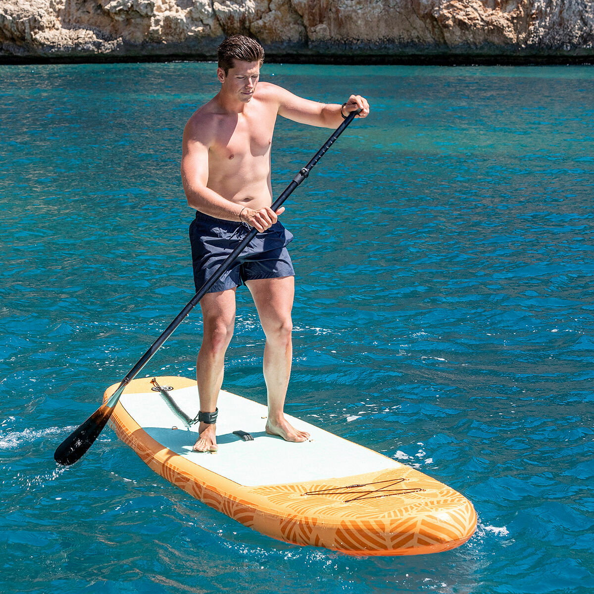 Φουσκωτή Κυματοσανίδα Paddle Surf 2 σε 1 με Κάθισμα και Αξεσουάρ Siros InnovaGoods Πορτοκαλί 10'5" 320 cm (Ανακαινισmenα A)