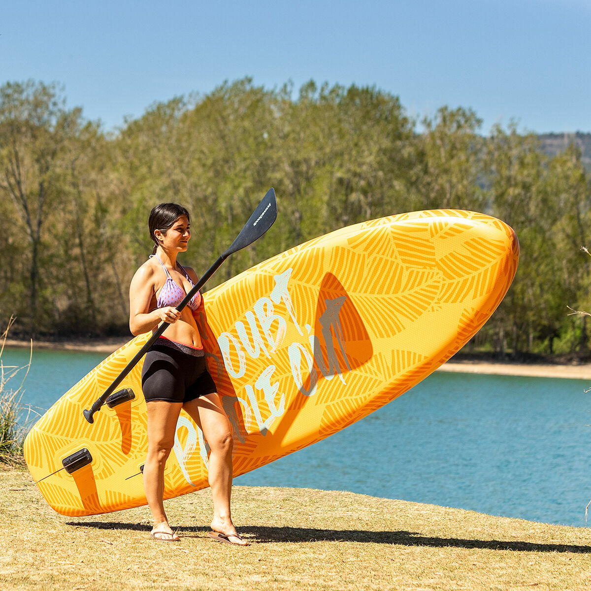 Φουσκωτή Κυματοσανίδα Paddle Surf 2 σε 1 με Κάθισμα και Αξεσουάρ Siros InnovaGoods Πορτοκαλί 10'5" 320 cm (Ανακαινισmenα A)