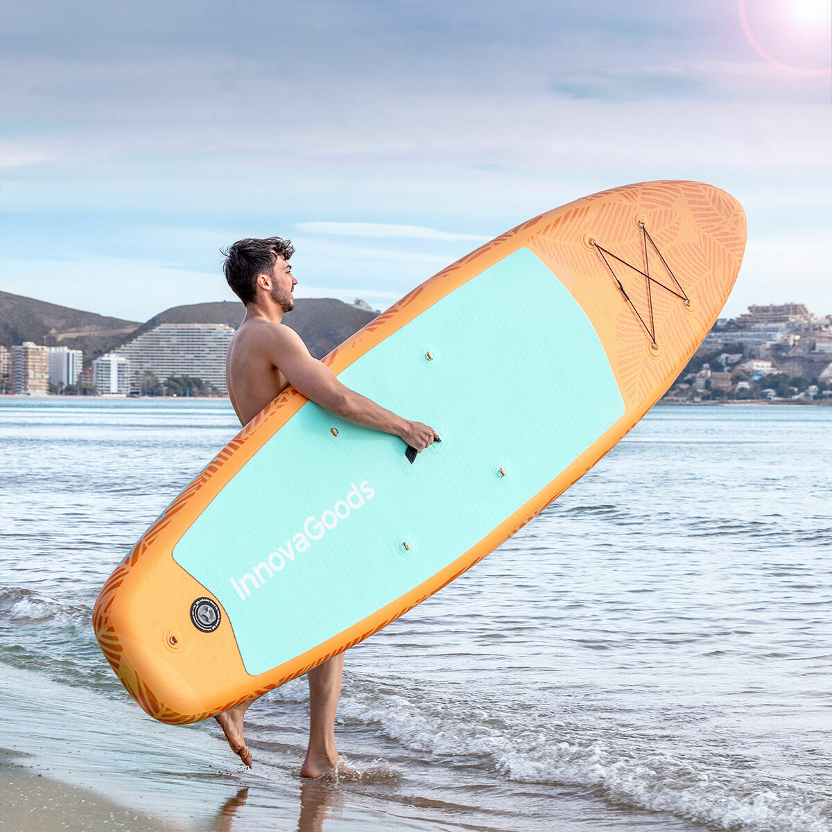 Φουσκωτή Κυματοσανίδα Paddle Surf 2 σε 1 με Κάθισμα και Αξεσουάρ Siros InnovaGoods Πορτοκαλί 10'5" 320 cm (Ανακαινισmenα A)