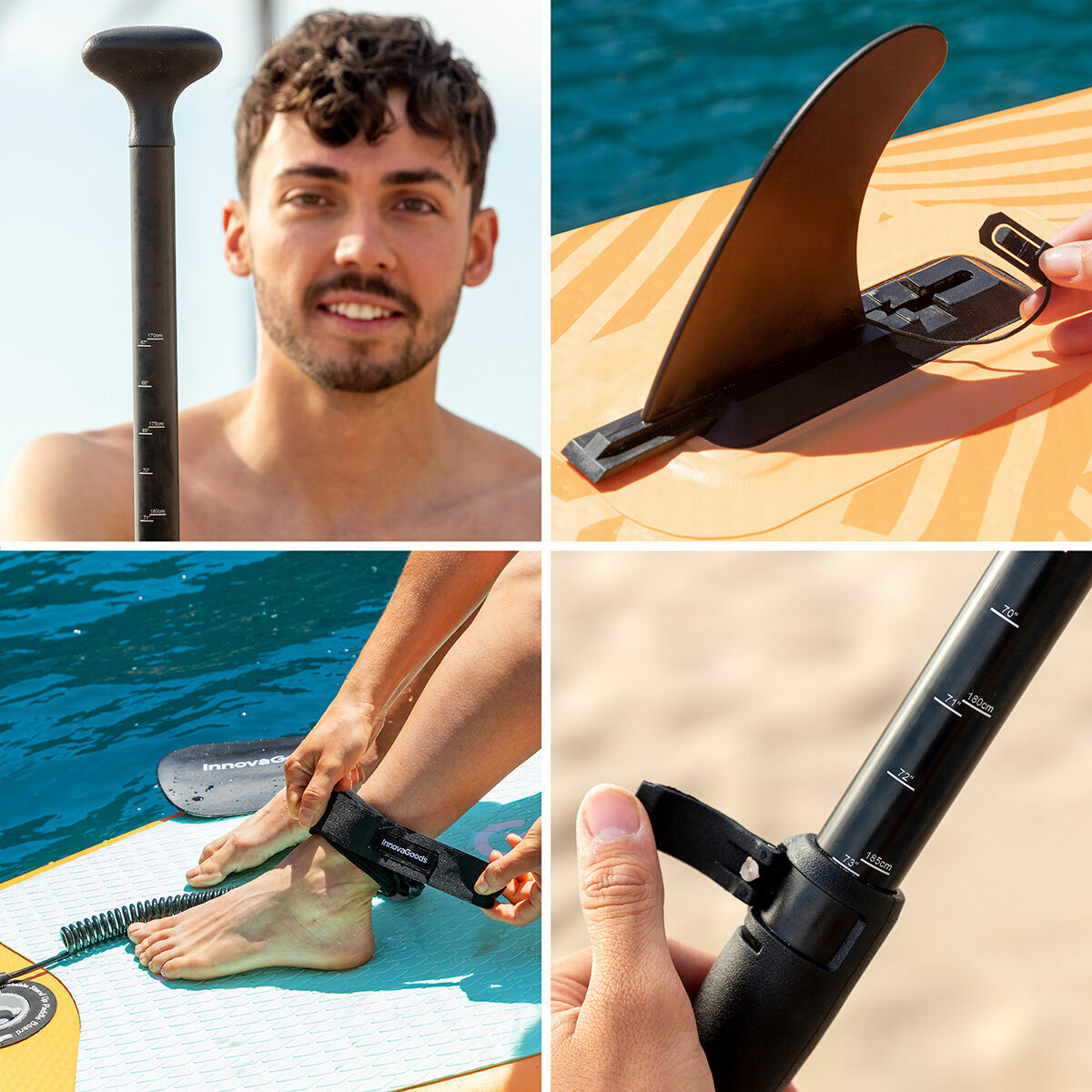 Φουσκωτή Κυματοσανίδα Paddle Surf 2 σε 1 με Κάθισμα και Αξεσουάρ Siros InnovaGoods Πορτοκαλί 10'5" 320 cm (Ανακαινισmenα A)