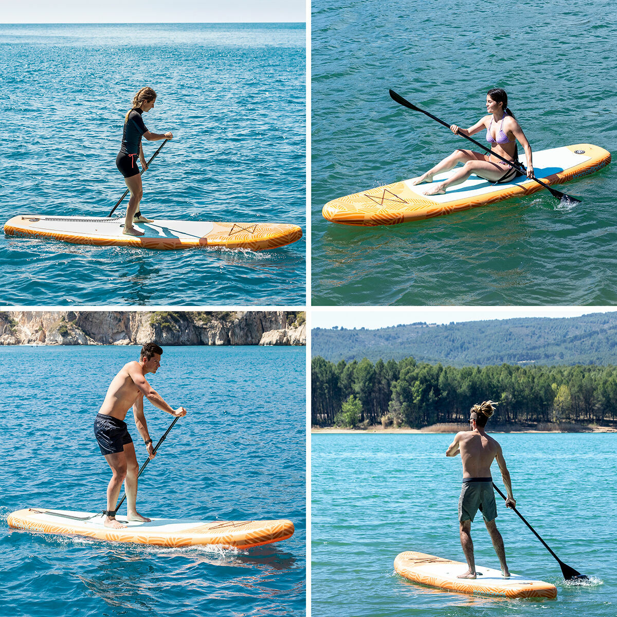 Φουσκωτή Κυματοσανίδα Paddle Surf 2 σε 1 με Κάθισμα και Αξεσουάρ Siros InnovaGoods Πορτοκαλί 10'5" 320 cm (Ανακαινισmenα A)