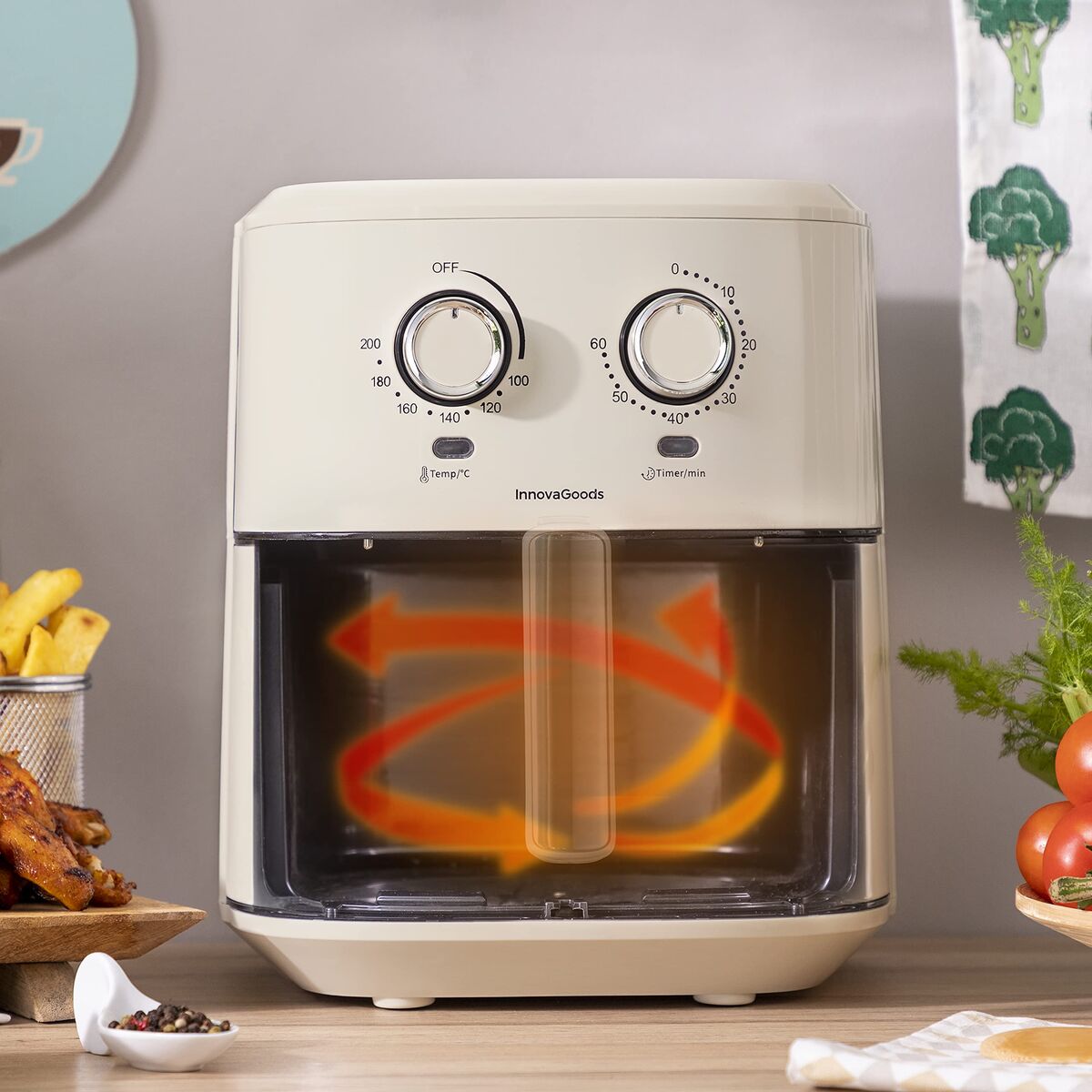 Φριτέζα με Αέρα InnovaGoods Κρεμ 6,5 L 1700 W Ανοξείδωτο ατσάλι (Ανακαινισμένα D)