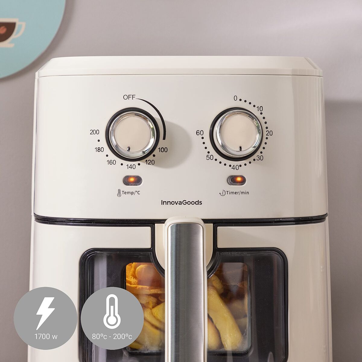 Φριτέζα με Αέρα InnovaGoods Κρεμ 6,5 L 1700 W Ανοξείδωτο ατσάλι (Ανακαινισμένα D)