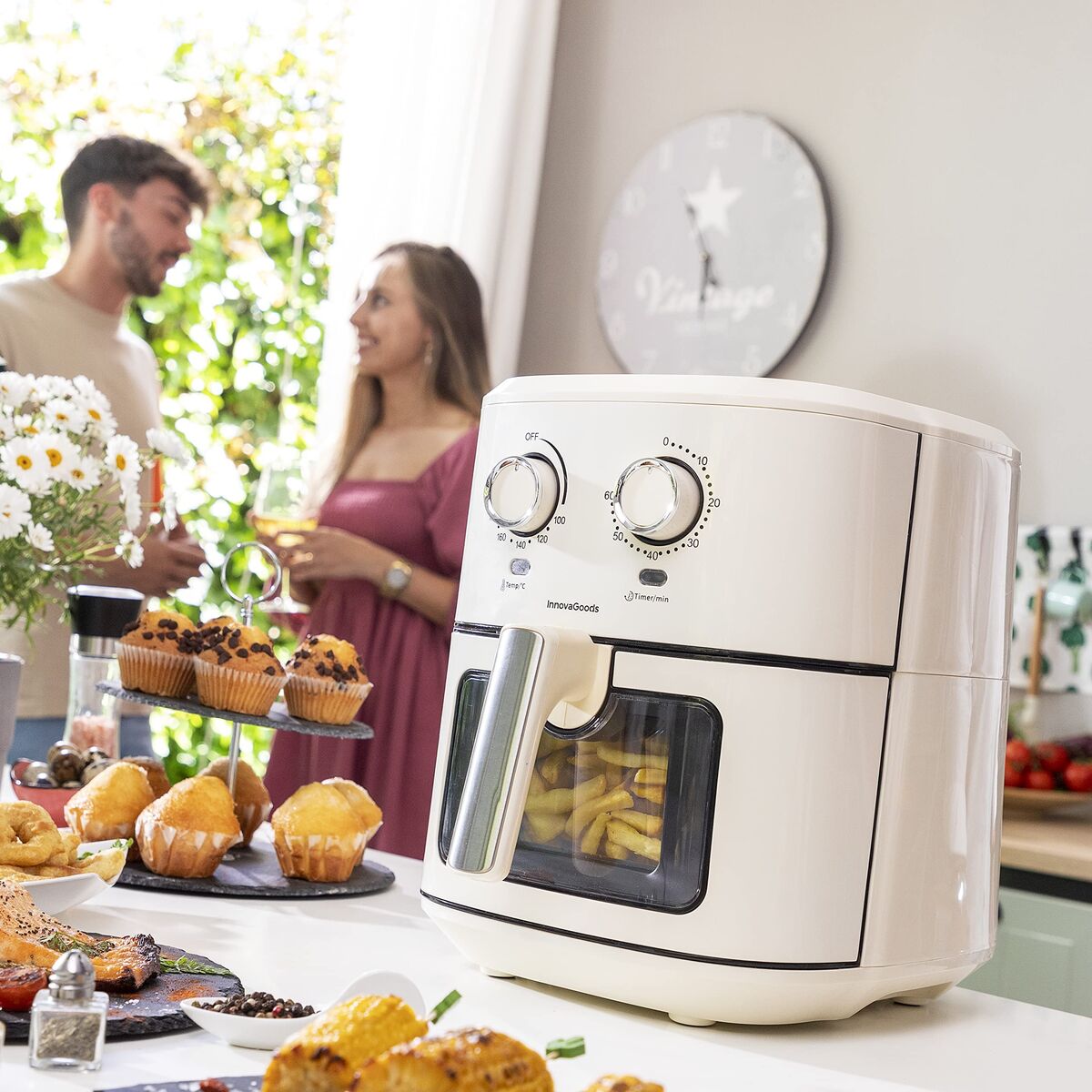 Φριτέζα με Αέρα InnovaGoods Κρεμ 6,5 L 1700 W Ανοξείδωτο ατσάλι (Ανακαινισμένα D)