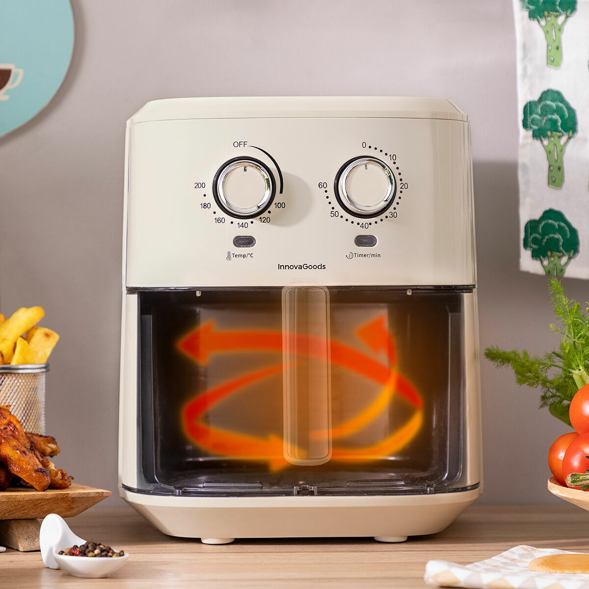 Φριτέζα με Αέρα InnovaGoods Κρεμ 6,5 L 1700 W Ανοξείδωτο ατσάλι (Ανακαινισμένα D)