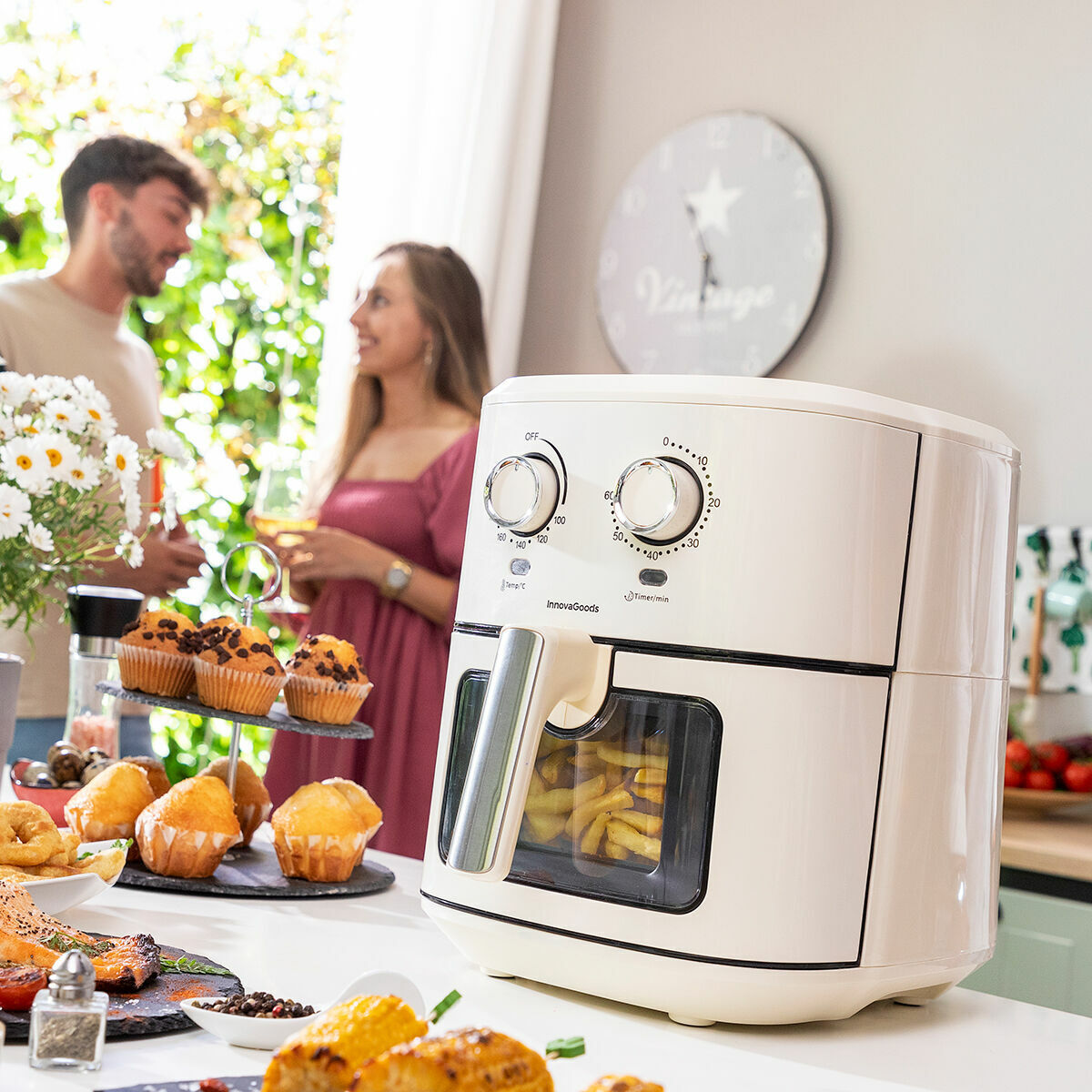 Φριτέζα με Αέρα InnovaGoods Κρεμ 6,5 L 1700 W Ανοξείδωτο ατσάλι (Ανακαινισμένα D)