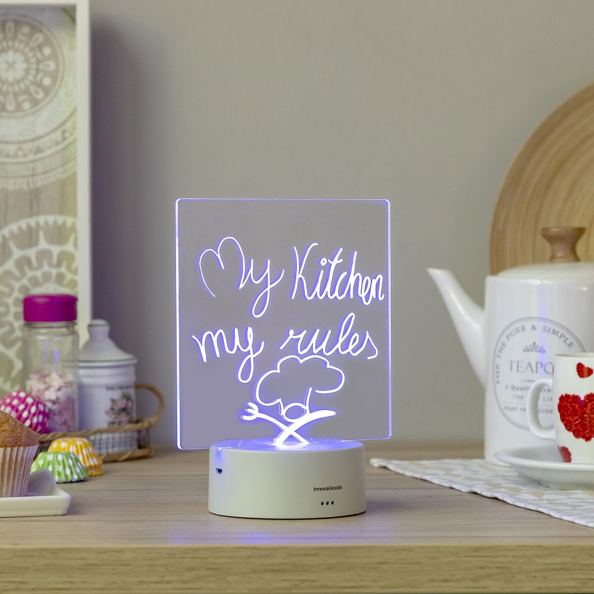 Πίνακας Σημειώσεων και Μηνυμάτων LED InnovaGoods Γκρι Διαφανές (Ανακαινισμένα B)