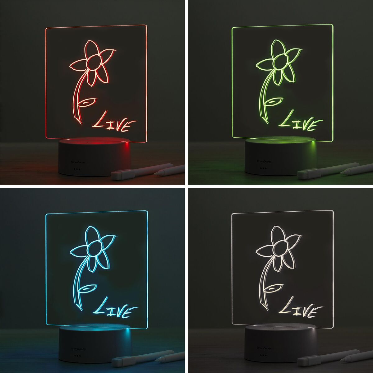 Πίνακας Σημειώσεων και Μηνυμάτων LED InnovaGoods Γκρι Διαφανές (Ανακαινισμένα B)