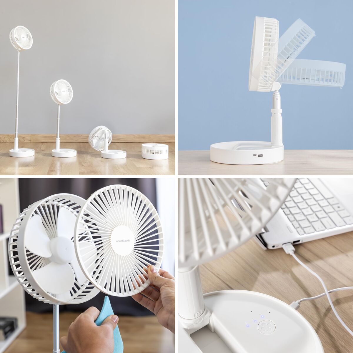 Φορητός ανακυκλώσιμος ανεμιστήρας 3 σε 1 InnovaGoods Λευκό 7200 mAh Ø7,7'' (Ανακαινισμένα C)