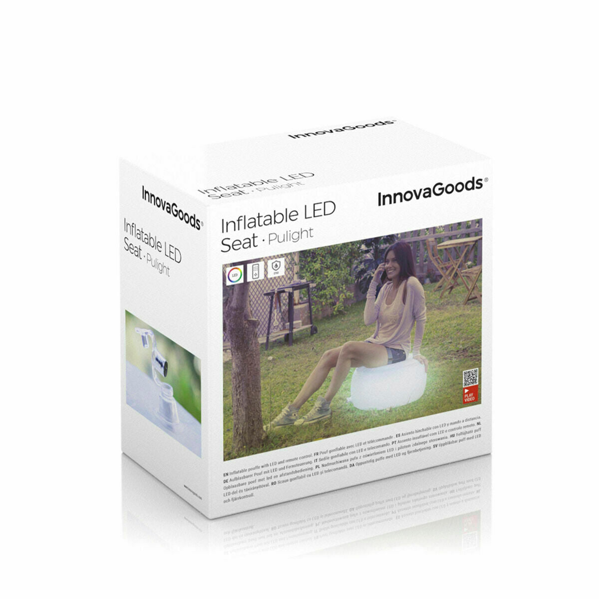 Pack Φουσκωτή Πολυθρόνα με Πολύχρωμο LED και Φουσκωτό Κάθισμα με Πολύχρωμο LED και Τηλεχειριστήριο InnovaGoods
