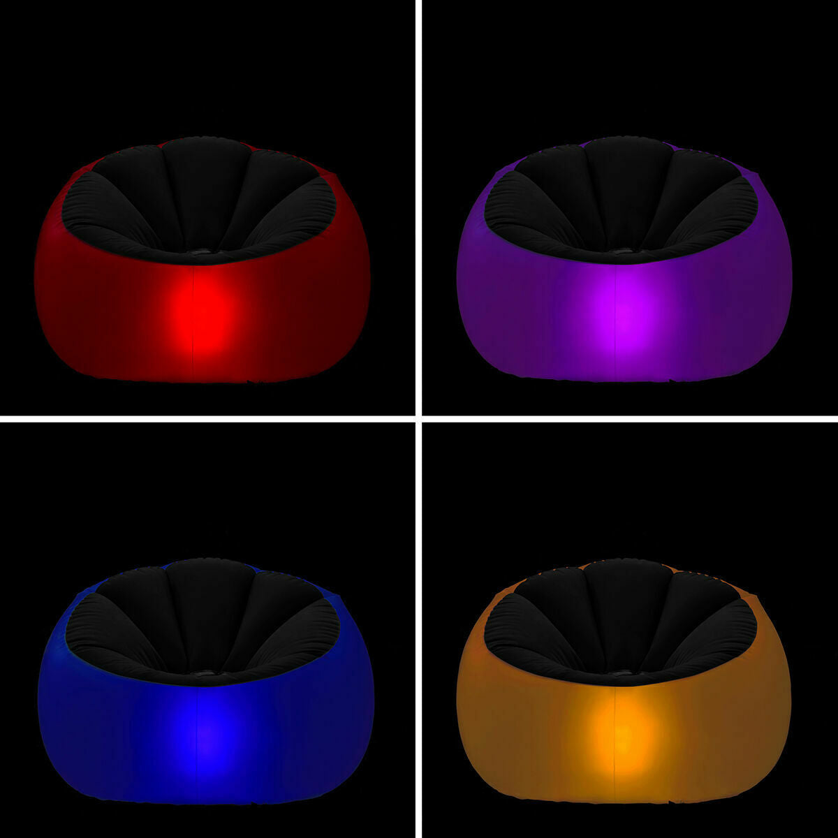 Pack Φουσκωτή Πολυθρόνα με Πολύχρωμο LED και Φουσκωτό Κάθισμα με Πολύχρωμο LED και Τηλεχειριστήριο InnovaGoods