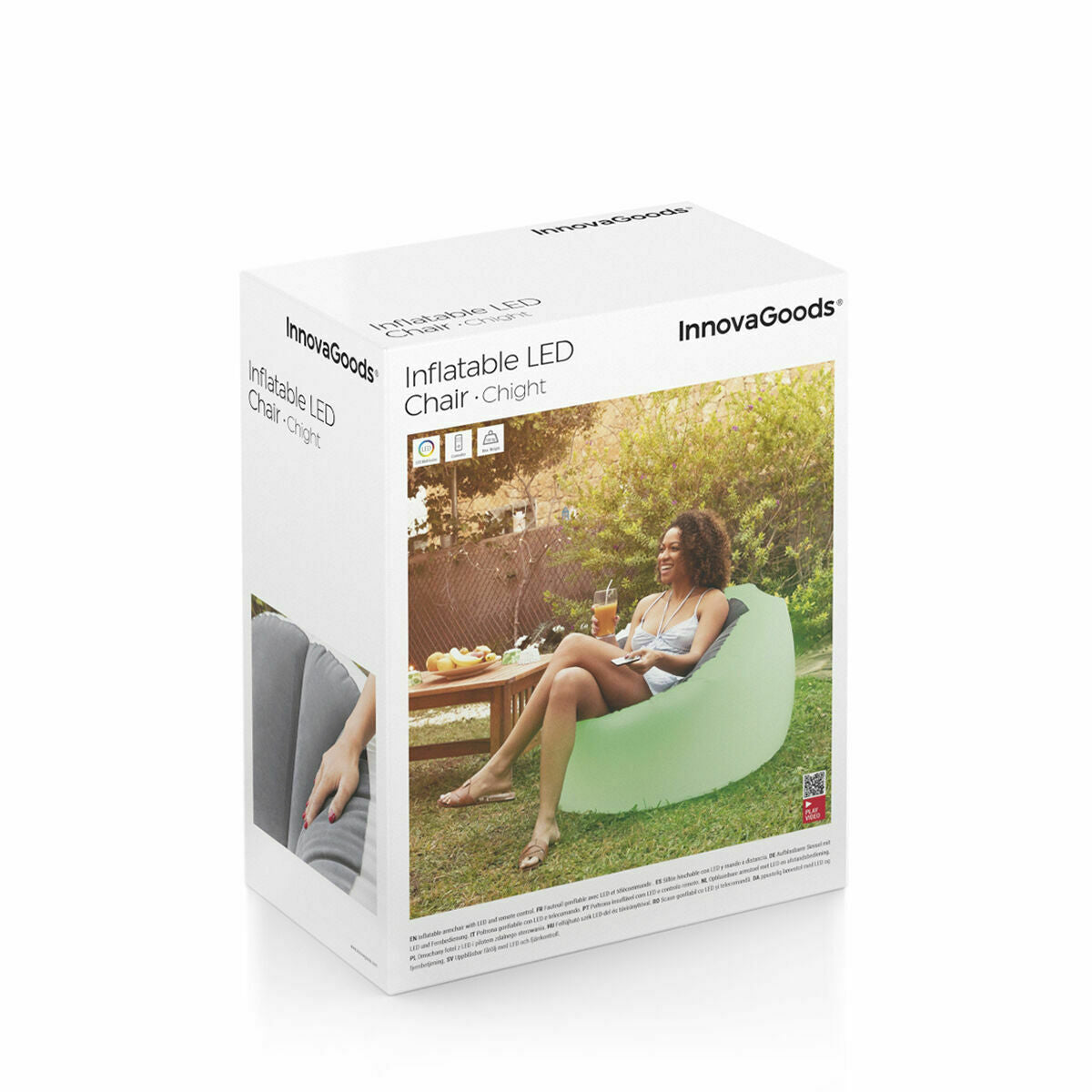 Pack Φουσκωτή Πολυθρόνα με Πολύχρωμο LED και Φουσκωτό Κάθισμα με Πολύχρωμο LED και Τηλεχειριστήριο InnovaGoods
