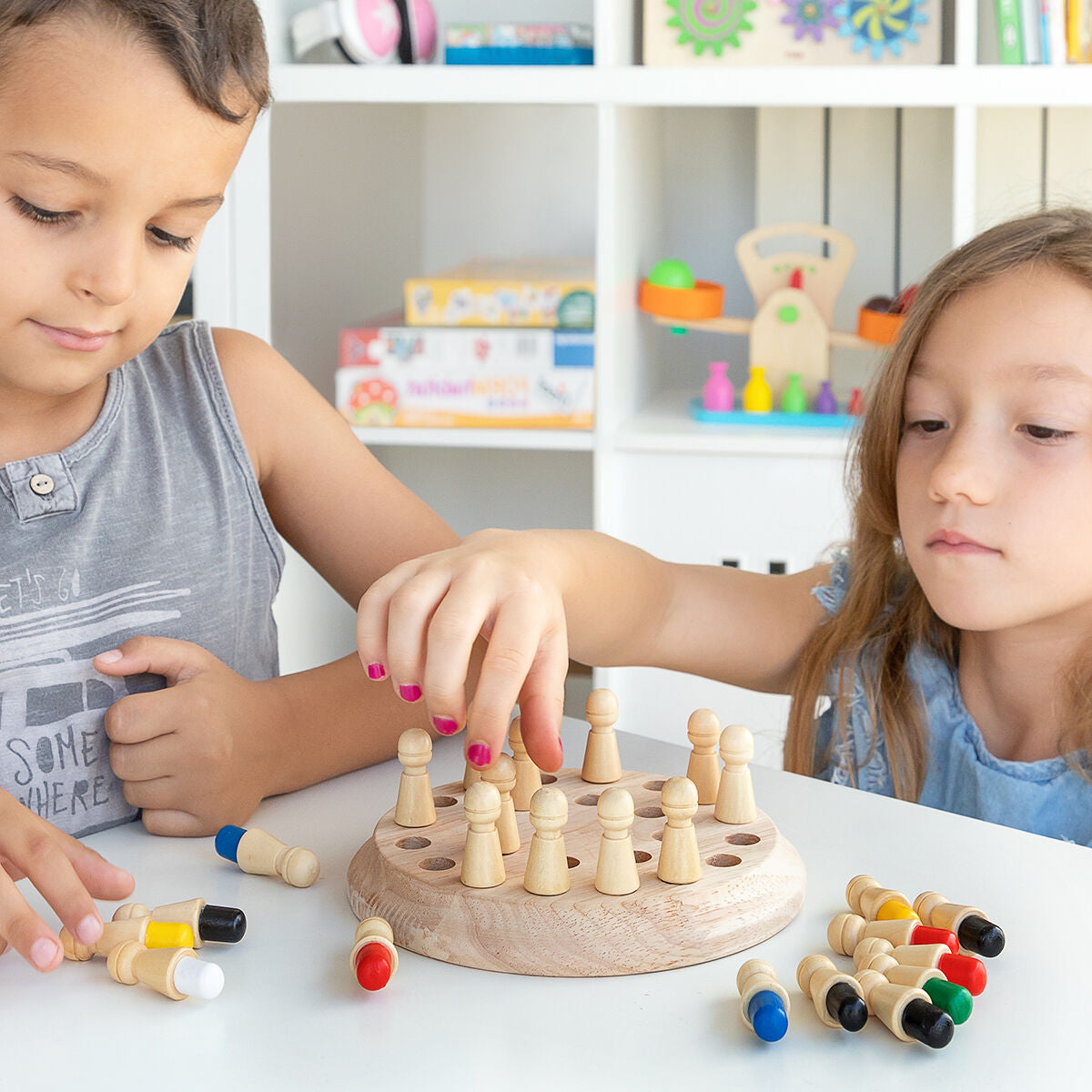 Σετ Σκάκι Μνήμης Ξύλινο & Κιτ Κατασκευής Οχυρών για Παιδιά InnovaGoods