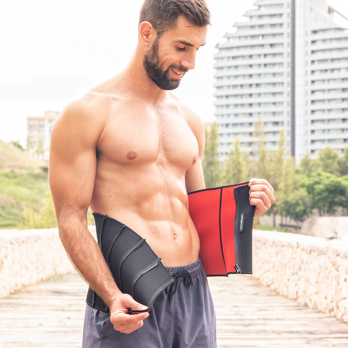 Σετ σανίδα push-up με λάστιχα αντίστασης, ζώνη σάουνα γυμναστικής & οδηγός InnovaGoods