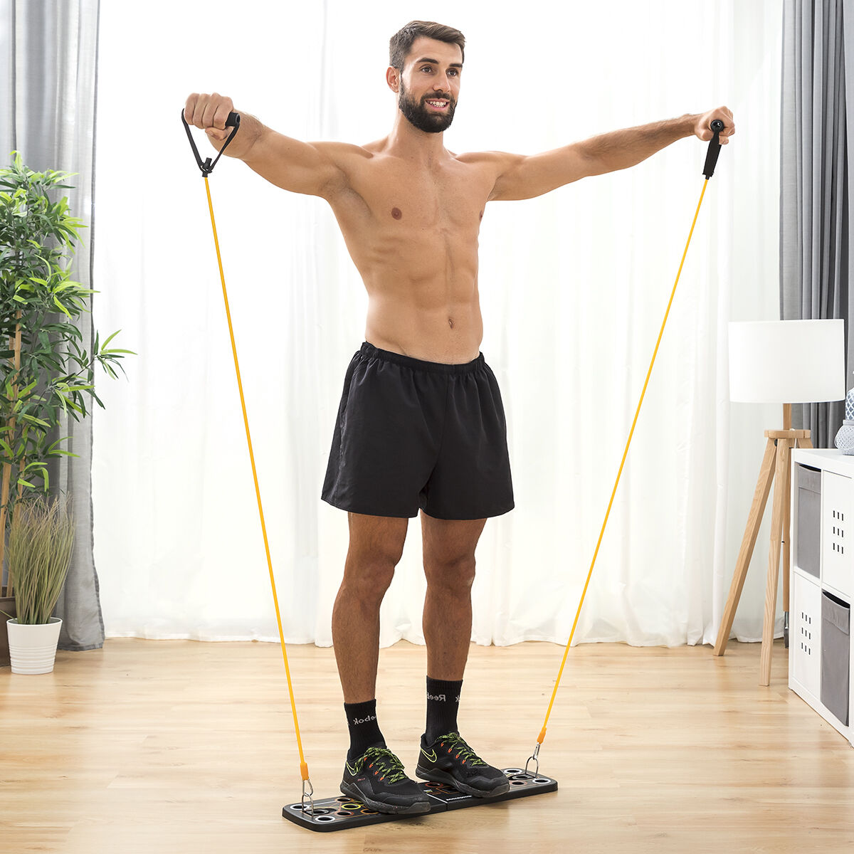 Σετ σανίδα push-up με ελαστικές ταινίες και ανδρικό αθλητικό γιλέκο σάουνα XL InnovaGoods