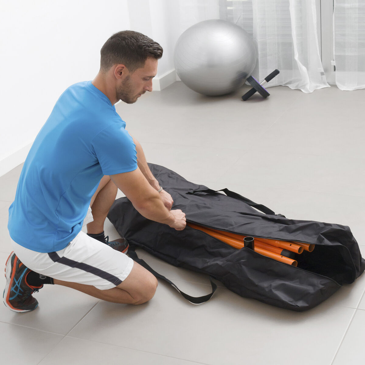 Σετ Βάσης Έλξεων Fitness με Οδηγό Ασκήσεων και Αθλητικό Γιλέκο Σάουνα Άνδρας XL InnovaGoods