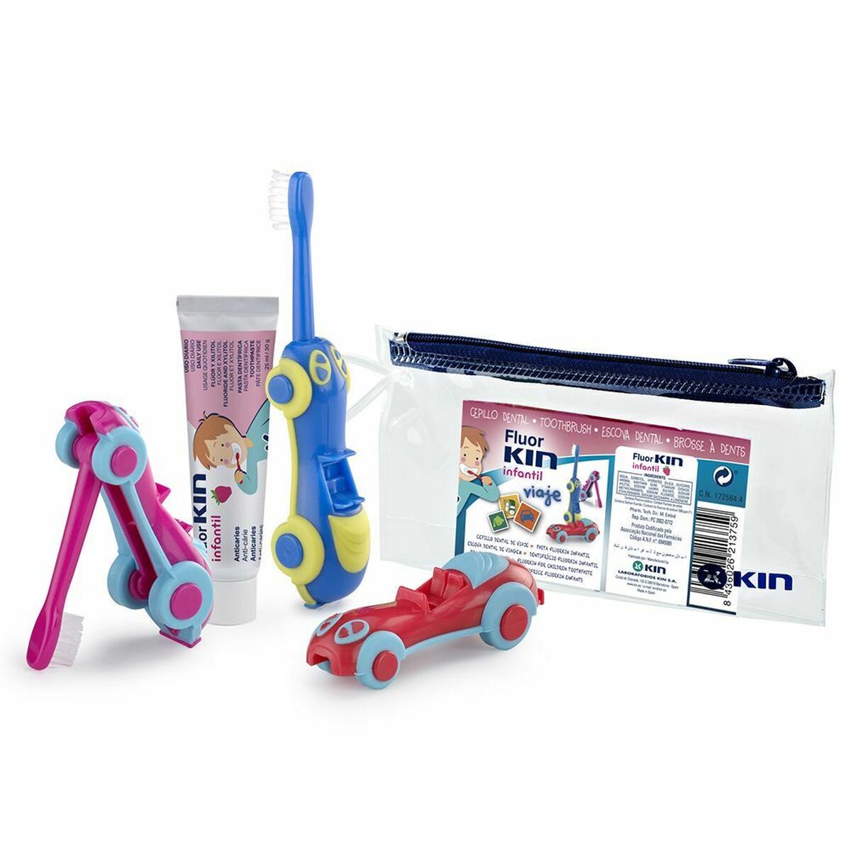Παιδικό Σετ Στοματικής Φροντίδας Kin Fluorkin Infantil Viaje Coche Αυτοκίνητο (3 Τεμάχια)