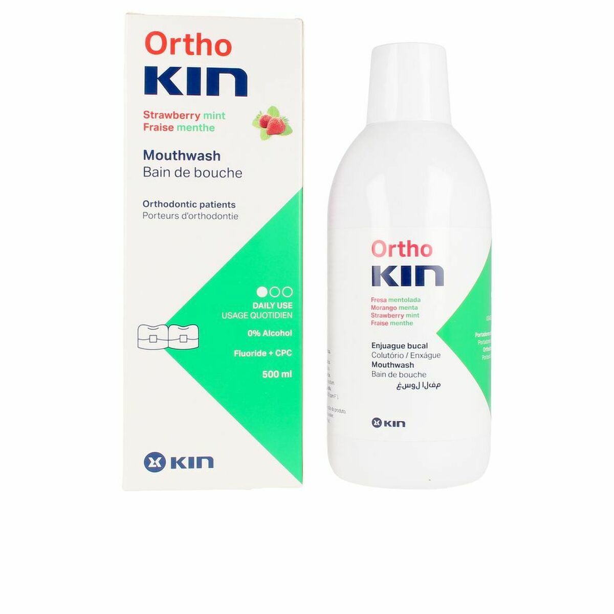 Στοματικό Διάλυμα Kin Orthokin 500 ml Φράουλα Μέντα