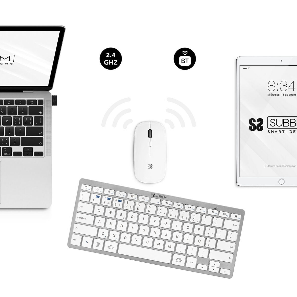 Χαλί ποντικιών Subblim COMBO MULTIDISPOSITIVO COMPACTO SILVER