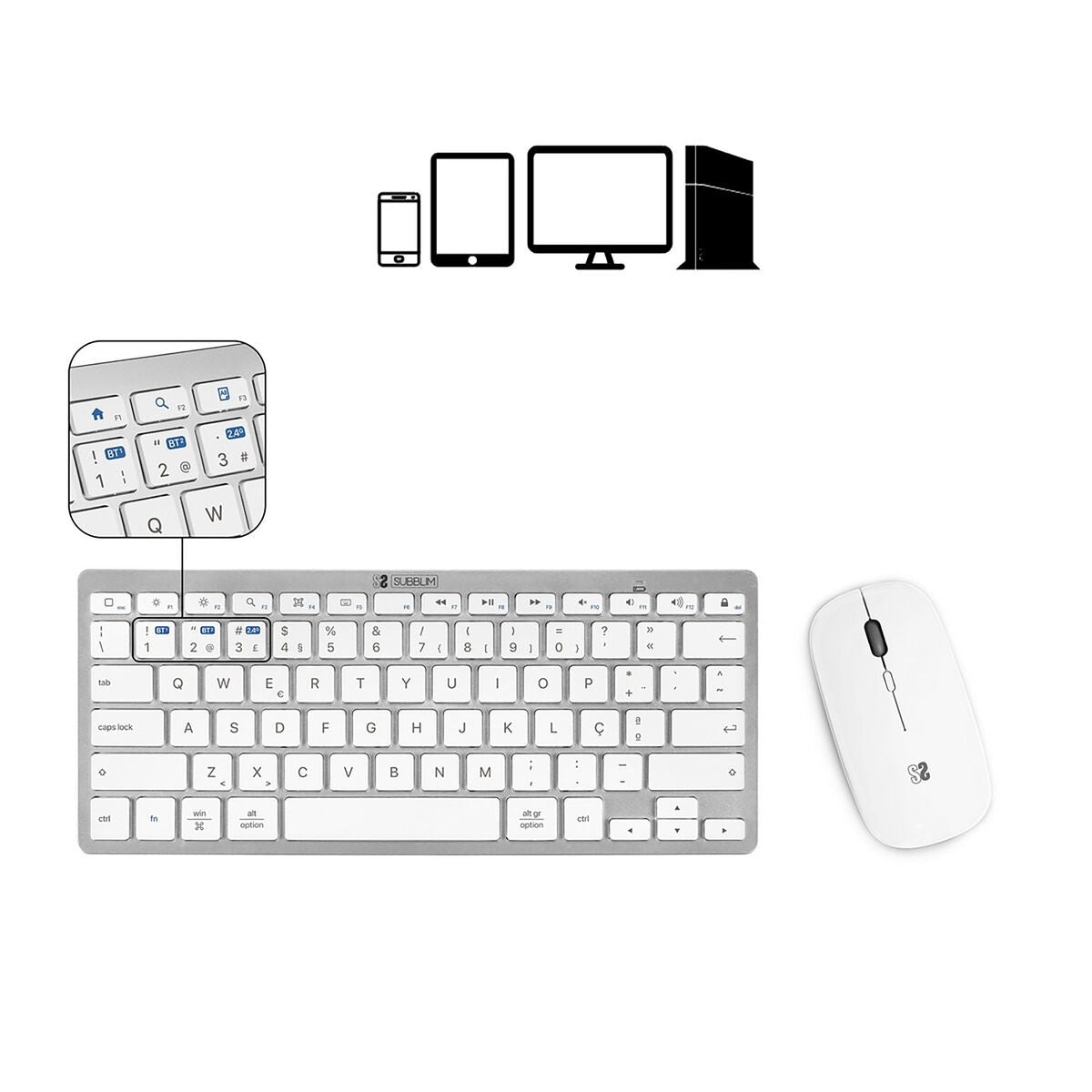 Χαλί ποντικιών Subblim COMBO MULTIDISPOSITIVO COMPACTO SILVER
