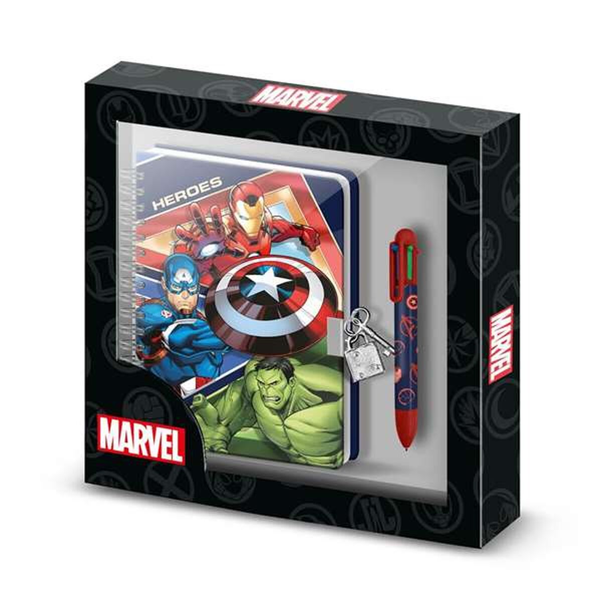Τετράδιο Σπιράλ με Στυλό The Avengers Μπλε 24 x 23 x 2,5 cm A5