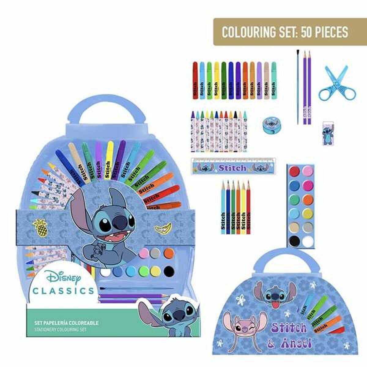 Σετ Χαρτικών Stitch Μπλε Χαρτοφύλακας