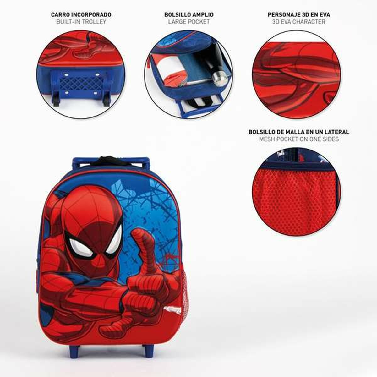 Σχολική Τσάντα 3D με Ρόδες Spider-Man Μπλε 25,0 x 31,0 x 10,0 cm