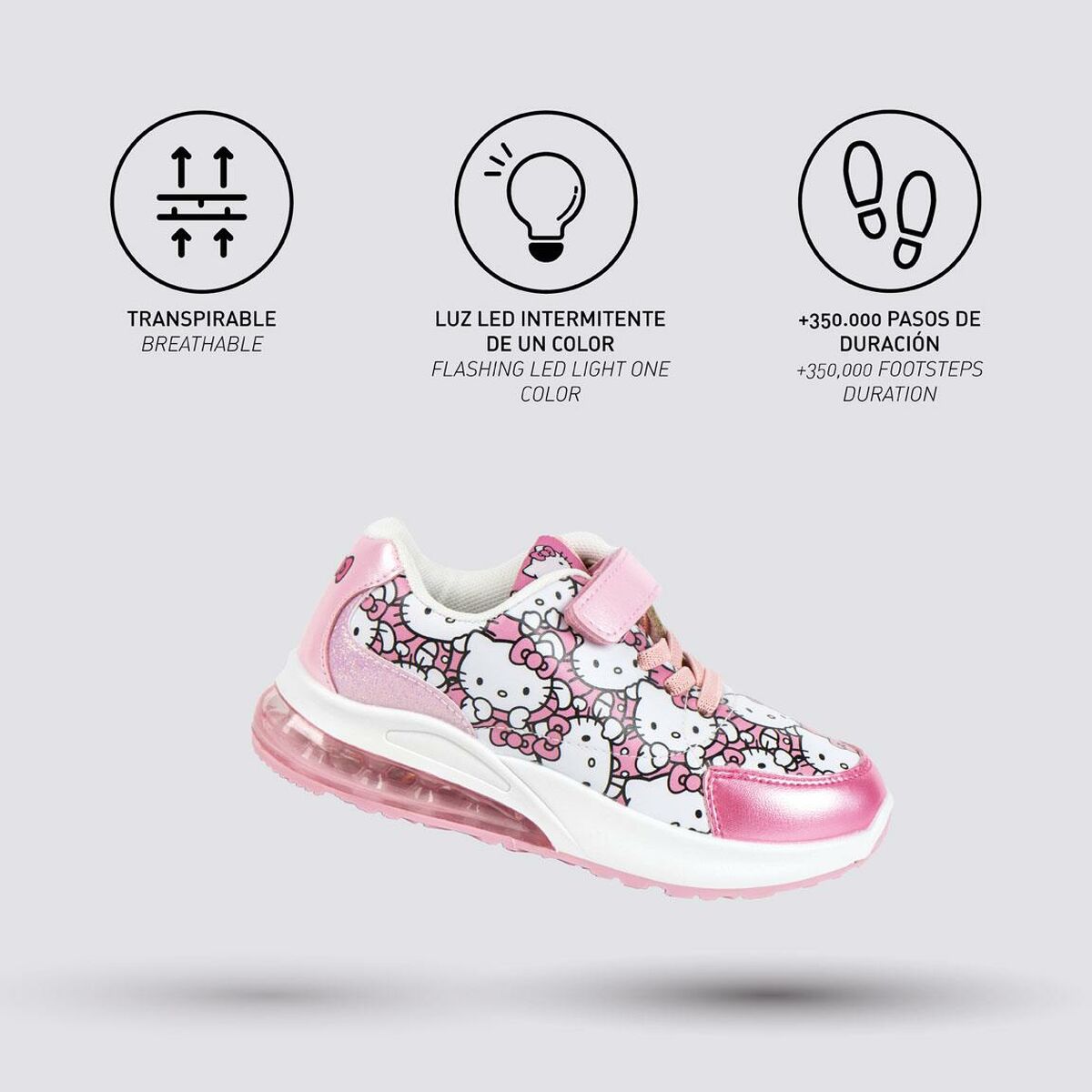 Αθλητικα παπουτσια με LED Hello Kitty Ροζ