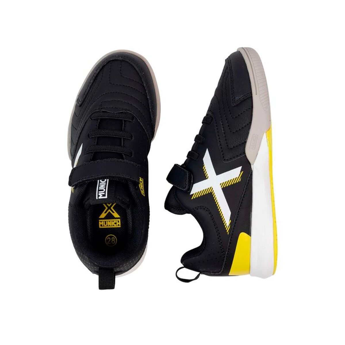 Παπούτσια Ποδοσφαίρου Σάλας για Παιδιά Munich Rondito Kid Elastic Laces Μαύρο