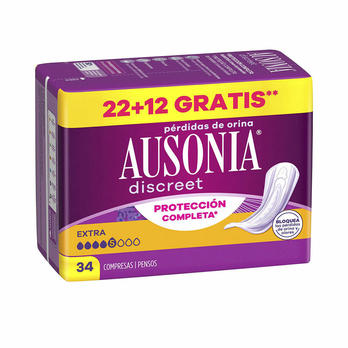 Σερβιέτες για την Ακράτεια Ausonia DISCREET 34 Μονάδες