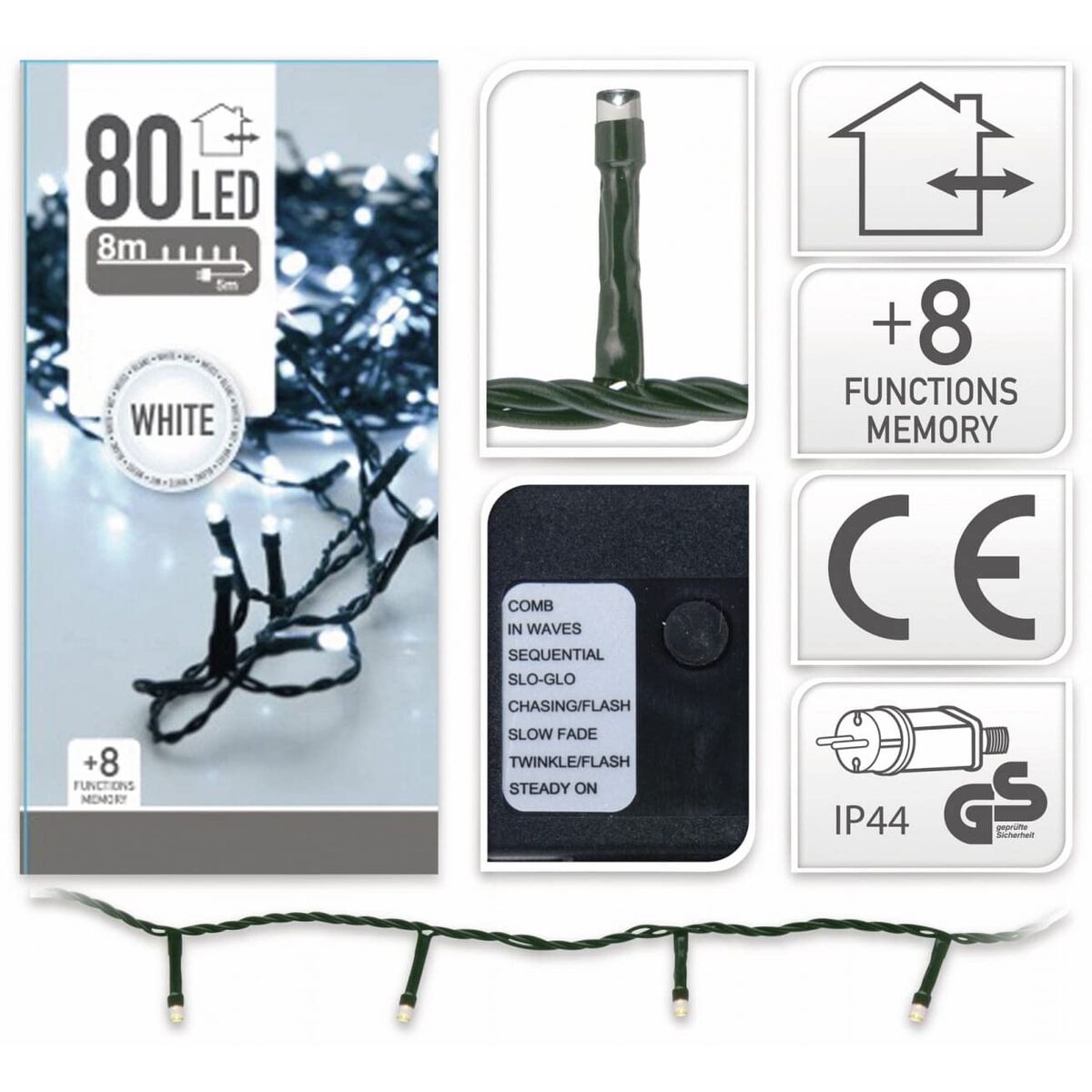 Γιρλάντα Φωτισμού LED Λευκό Πολύχρωμο LED (Ανακαινισμenα A)