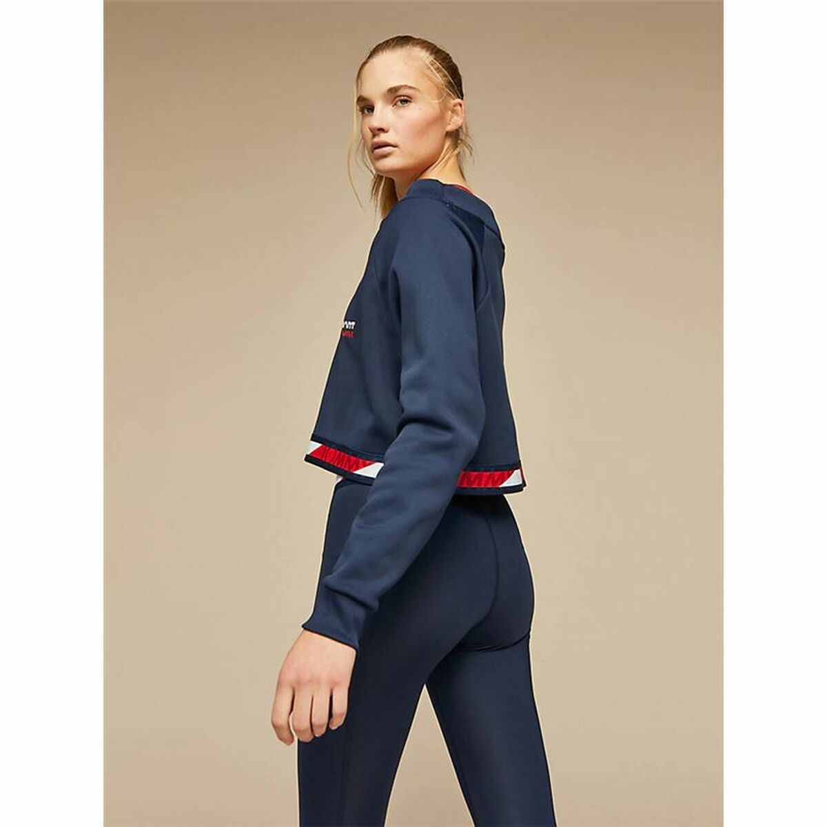 Γυναικείο χωρίς Κουκούλα Tommy Hilfiger Crop V Neck Σκούρο μπλε