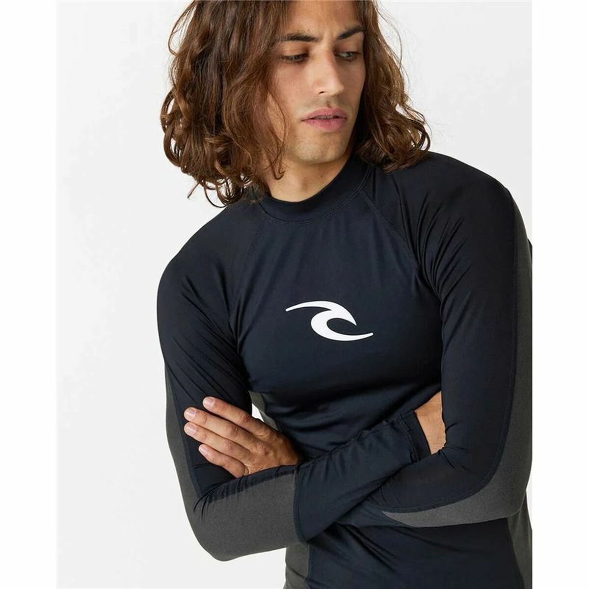 Μπλουζάκι για μπάνιο Rip Curl Waves pf Μαύρο