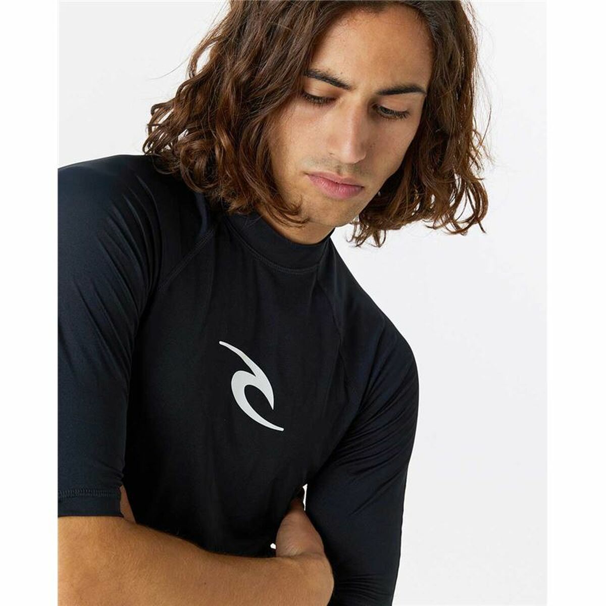 Μπλουζάκι για μπάνιο Rip Curl Waves pf Μαύρο Σέρφινγκ