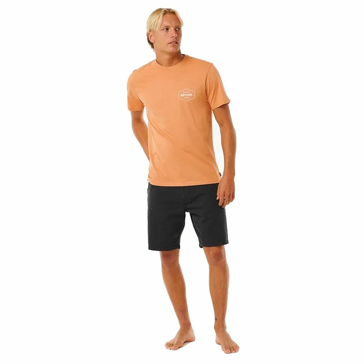 Κοντομάνικο Αθλητικό Μπλουζάκι Rip Curl Stapler Ανοιχτό καφέ