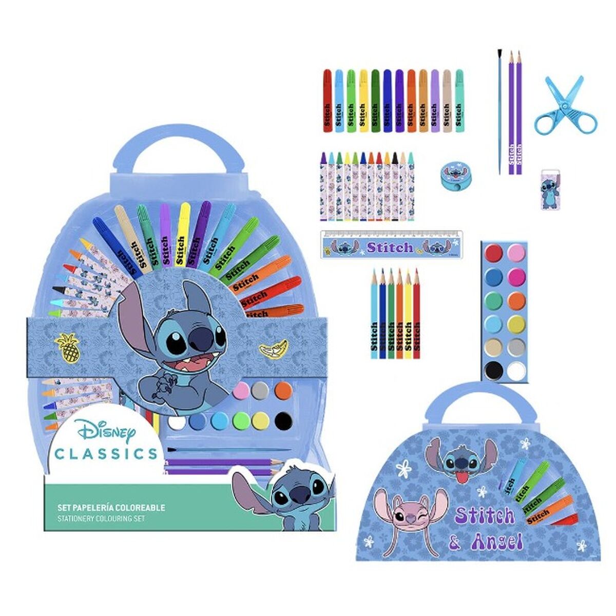 Σετ Χαρτικών Stitch Μπλε Χαρτοφύλακας