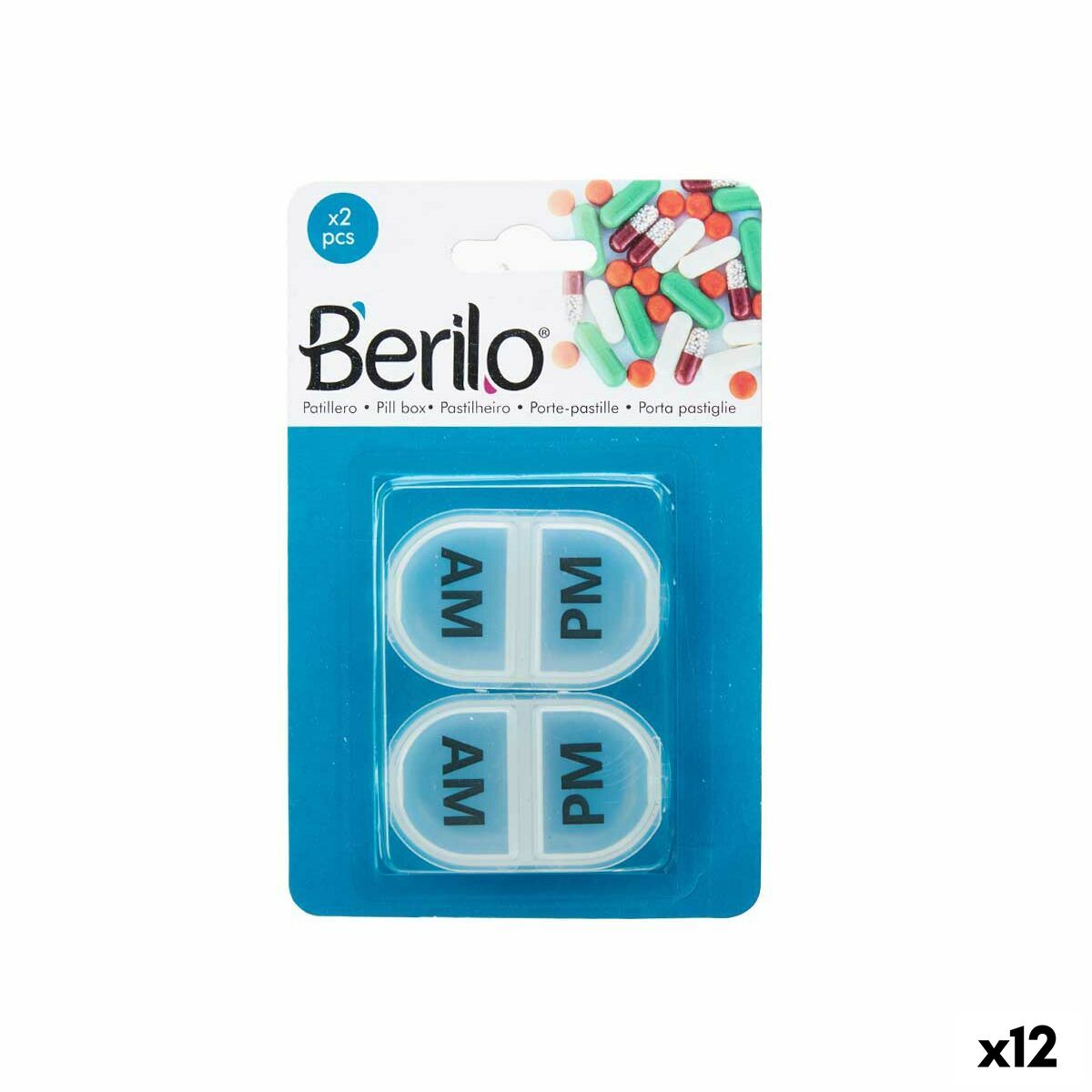 Κουτί Φαρμάκων με Χωρίσματα Berilo Διαφανές Πλαστική ύλη 11,5 x 18 x 2,2 cm Ρύθμιση (12 Μονάδες)