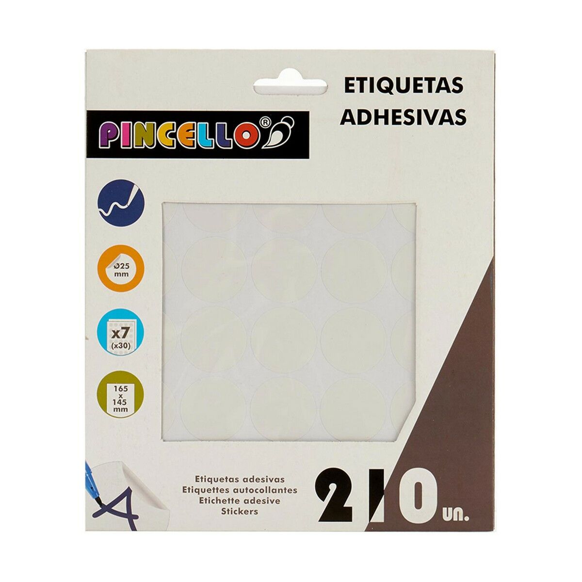 Κολλητικές ετικέτες Pincello Λευκό Ø 25 mm 17 x 4 x 19 cm (12 Μονάδες)