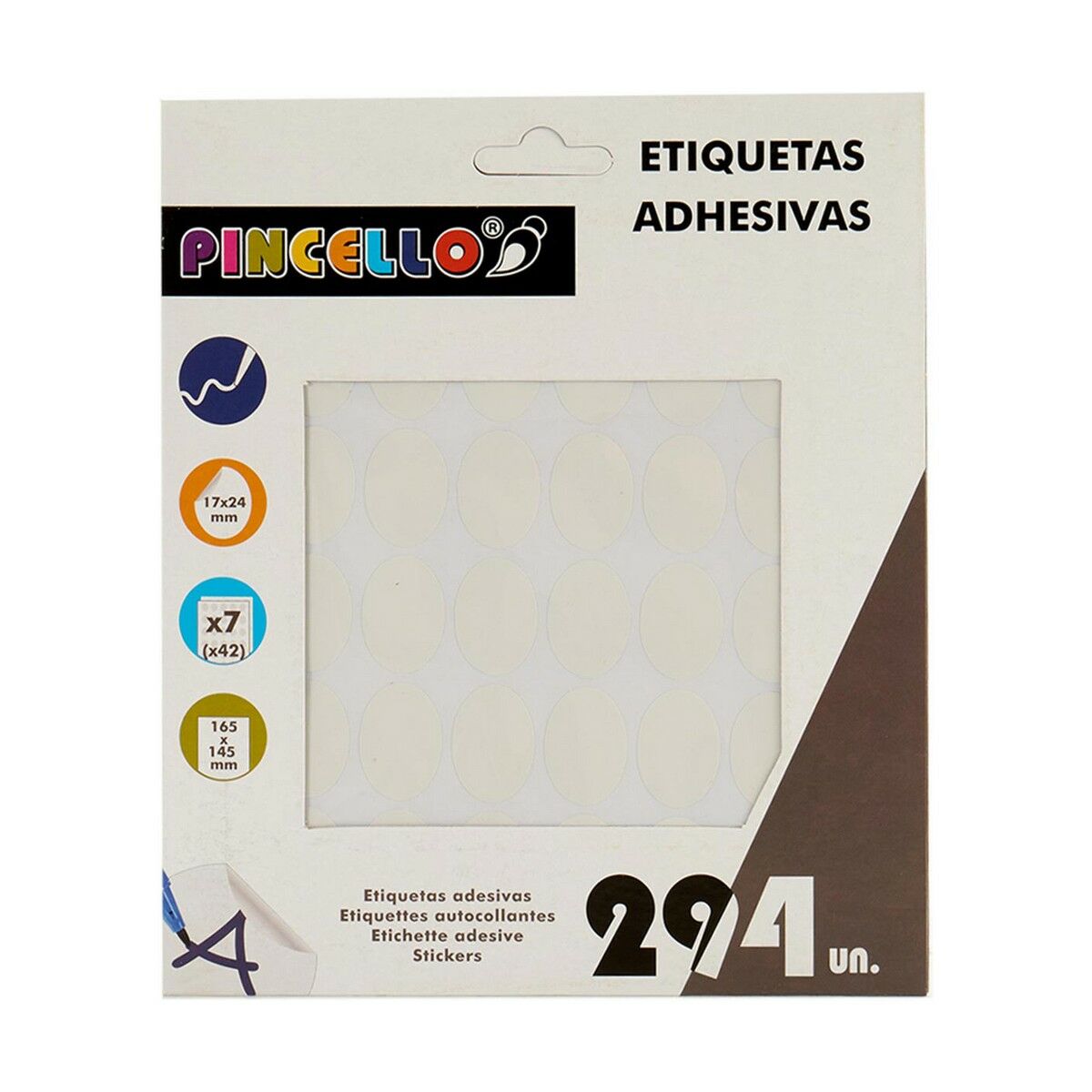 Κολλητικές ετικέτες Pincello Λευκό 17 x 4 x 19 cm 17 x 24 mm Οβάλ (12 Μονάδες)