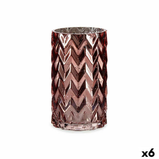 Βάζο Gift Decor Ροζ Κρυστάλλινο Σπάικ Ξυλόγλυπτο 11,3 x 19,5 x 11,3 cm (x6)