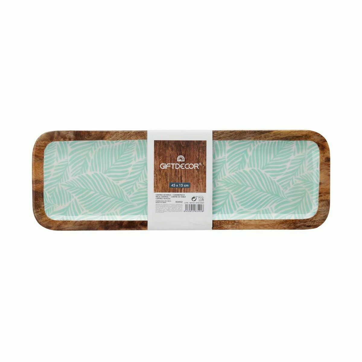 Κεντρικό Τραπεζιού Gift Decor Λευκό Καφέ Πράσινο πολυεστέρας Ρητίνη Ξύλο από Μάνγκο 45 x 15 cm 15,2 x 2,54 x 45,7 cm Φύλλο φυτού
