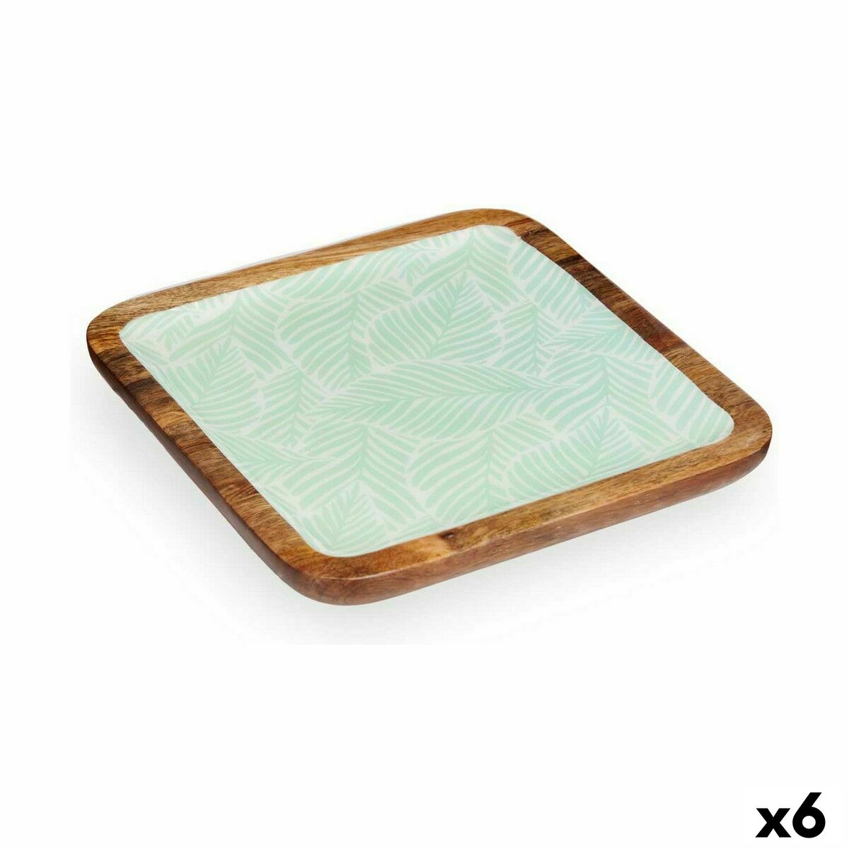 Κεντρικό Τραπεζιού Gift Decor Λευκό Καφέ Πράσινο πολυεστέρας Ρητίνη Ξύλο από Μάνγκο 25 x 25 cm 25,4 x 2,54 x 25,4 cm Φύλλο φυτού