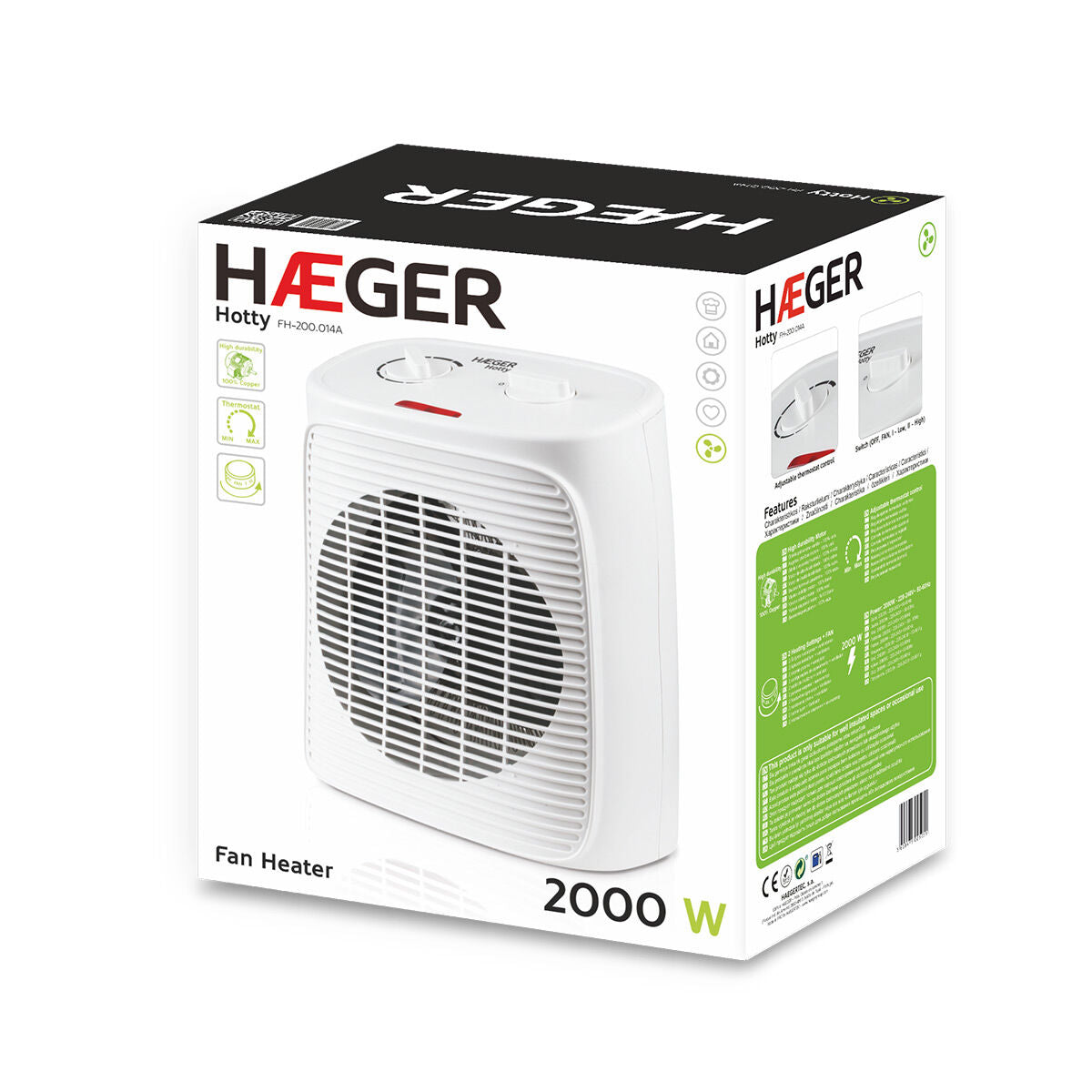 Φορητό Αερόθερμο Haeger Hotty Λευκό 2000 W
