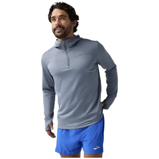 Ανδρικό Φούτερ με Κουκούλα Brooks Notch Thermal 3.0 Ανοιχτό Γκρι