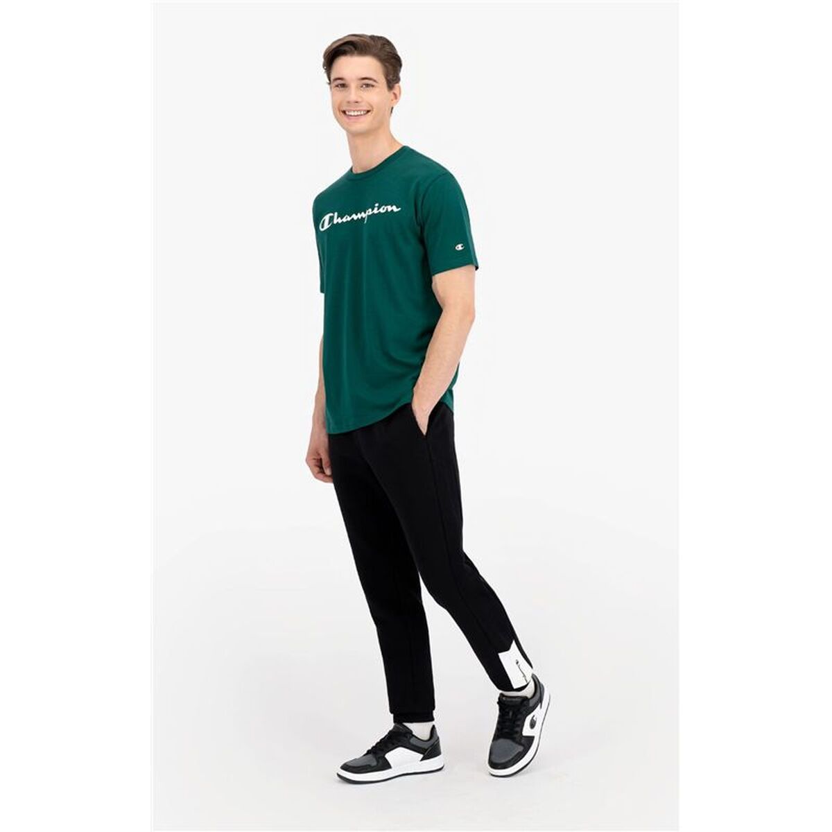 Μακρύ Αθλητικό Παντελόνι Champion Rib Cuff Color Block Μαύρο Άντρες