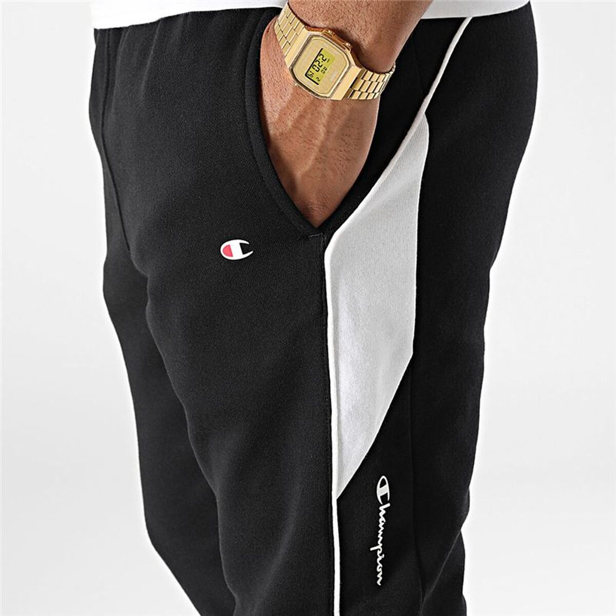 Μακρύ Αθλητικό Παντελόνι Champion Rib Cuff Μαύρο Άντρες