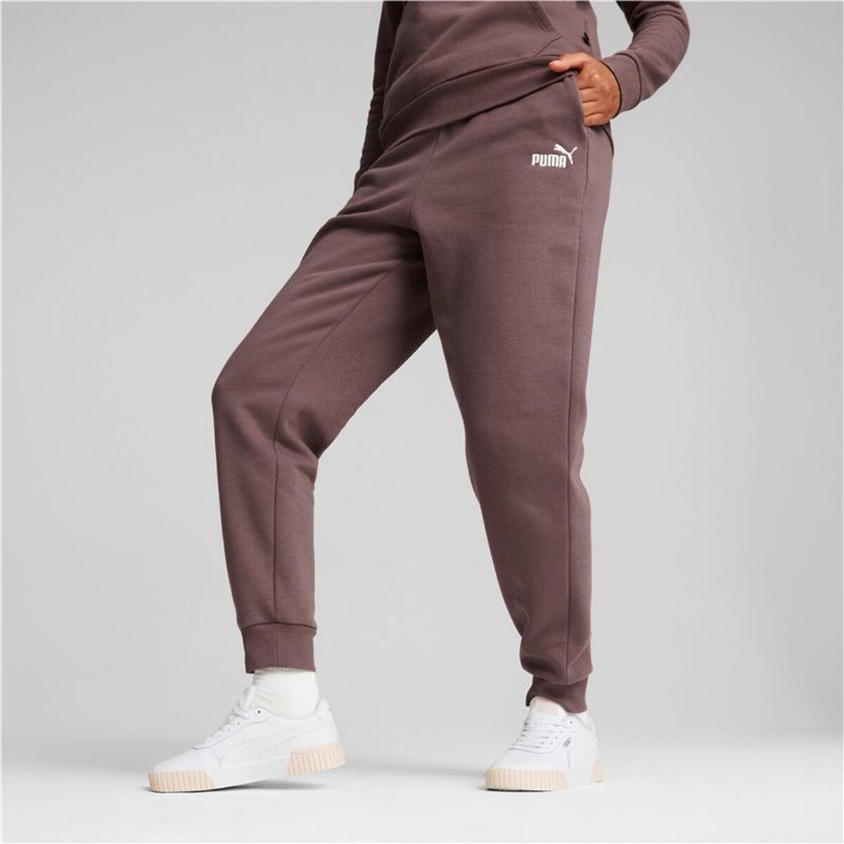 Μακρύ Αθλητικό Παντελόνι Puma ESS+ Embroidery High-W Καφέ Γυναίκα